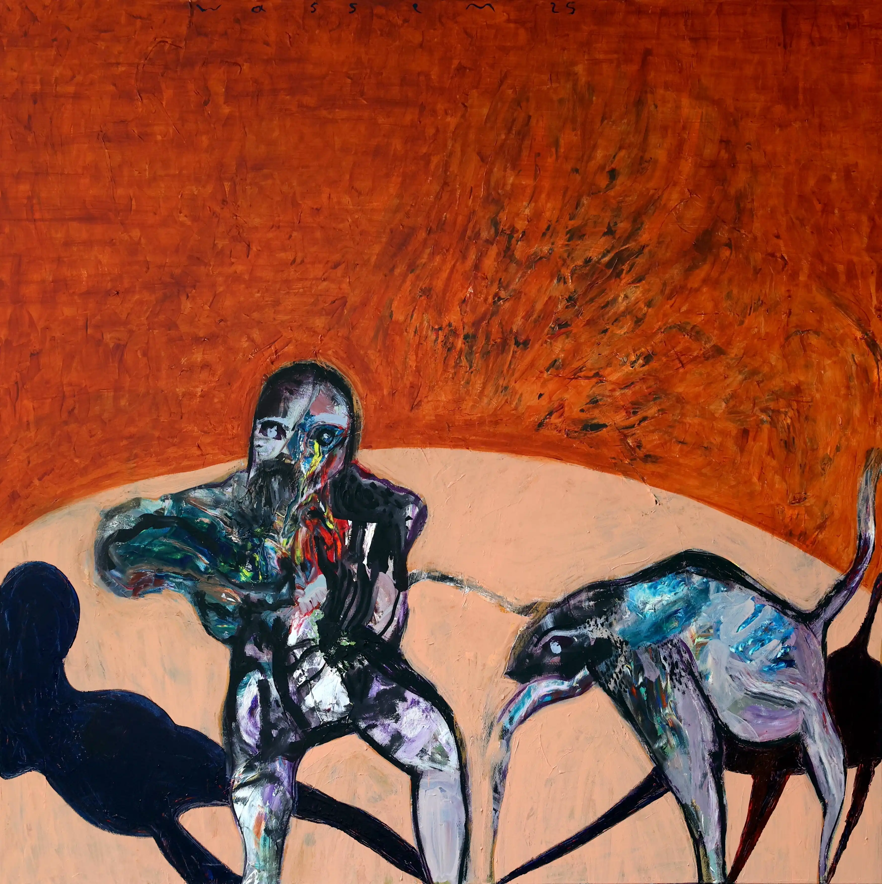 The Philosopher painting by Wassem Alahmad, acrylic on canvas, 2024